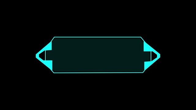 Neon frame elements project hexagonal teal shapes across dark display panels. Cyberpunk video presentation packages integrate this neon frame asset. Digital neon frame borders glow.