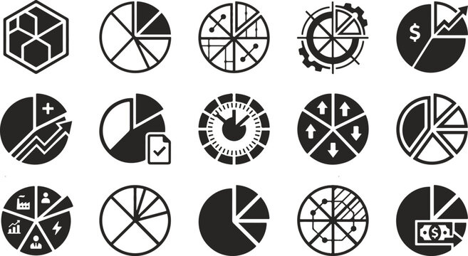 Professional business data analysis and financial statistics graphic design element icone set for corporate reports and presentations