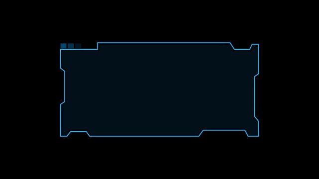 Rectangular frame elements present dark blue panels with bright blue accents. Technology video presentation templates integrate this rectangular frame. Neon rectangular frame borders glow.