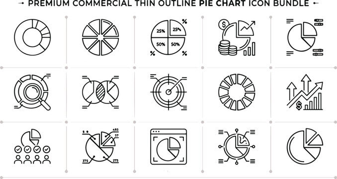 Comprehensive collection of business data analysis and financial chart line art style icone set for professional presentations