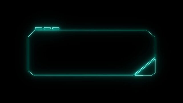 Hud frame elements present cyan neon display screens with geometric shapes. Modern software presentation toolkit integrate this hud frame asset. Digital hud frame panels glow.