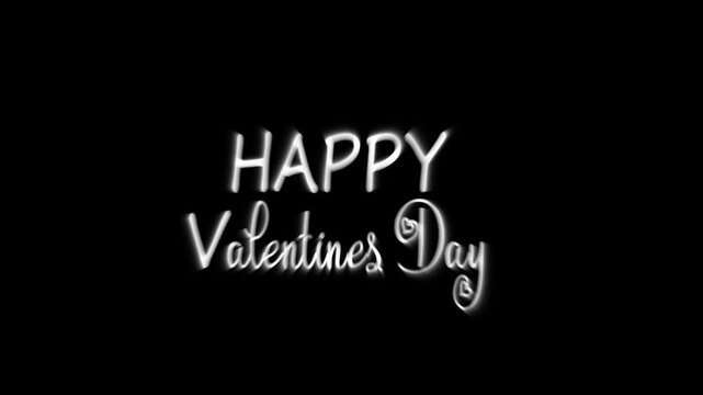 Happy valentines day neon glowing text animation on black background