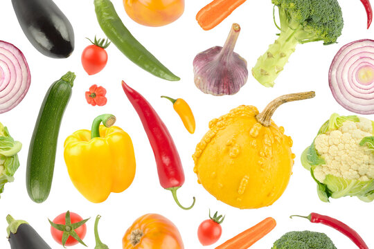 Seamless Texture With Organic Raw Vegetables Top View