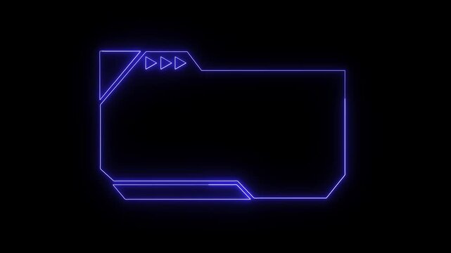 Digital frame components display blue neon play buttons across dark screens. Streaming interface design packages leverage this digital frame asset. Sleek digital frame borders glow.