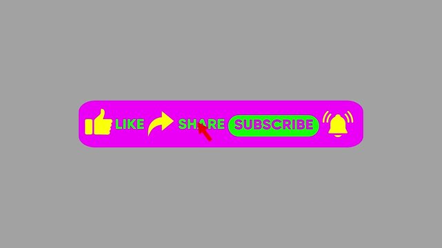 Social media interaction button overlay: like, share, and subscribe animation
