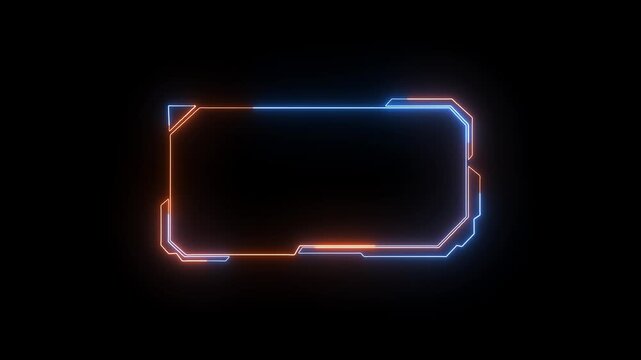 Neon frame layers project glowing lines across dark display panels. Modern video editing suites integrate this clean neon frame asset. Digital neon frame borders glow.