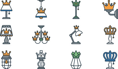 Naklejka premium Crown Decorative Lamp Shades Variety.