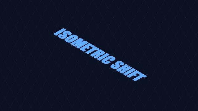 Isometric shift motion dynamic 3 d typography animation on dark grid 4k background, motion 3d