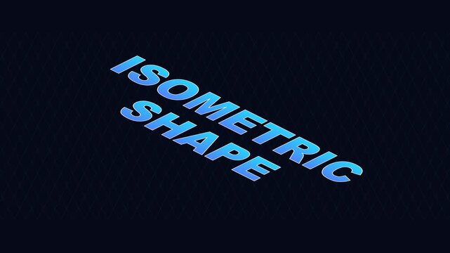 Isometric shape 3 d text animation with gradient blue typography on dark 4k background