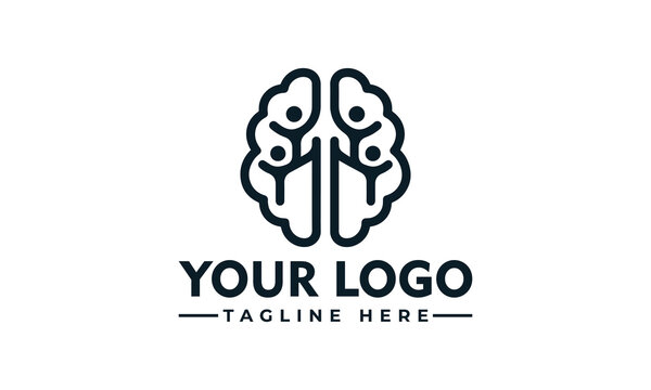 Abstract brain teamwork logo design representing collaborative mind and intelligence