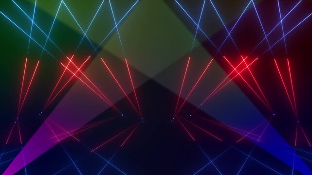High speed laser light show on black background with flashing blue colored laser beams. This music performance nightlife background animation is full HF and a seamless loop.