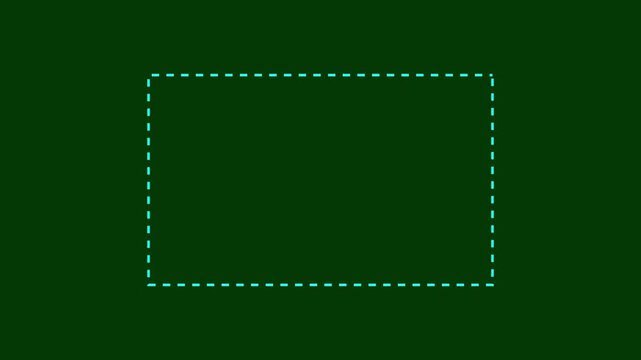 Dotted line rectangle frame animation on black background. CK minimal border path motion. border frame dotted line animation