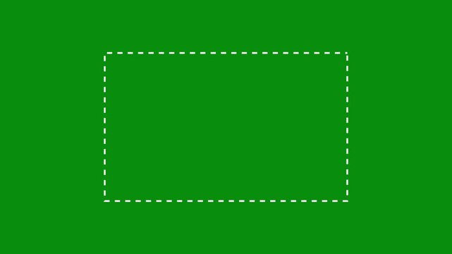 Dotted line rectangle frame animation on black background. CK minimal border path motion. border frame dotted line animation