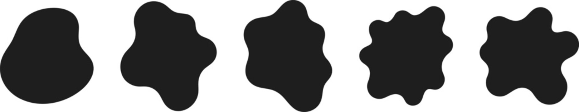 Set of organic liquid blob shapes, abstract fluid blotches, modern minimalist design elements