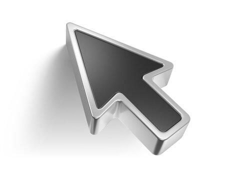 3d Click pointer cursor arrow icon on transparent background