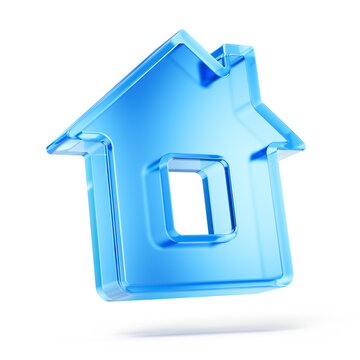 House Real Estate Property Concept. Blue Glass Home Icon
