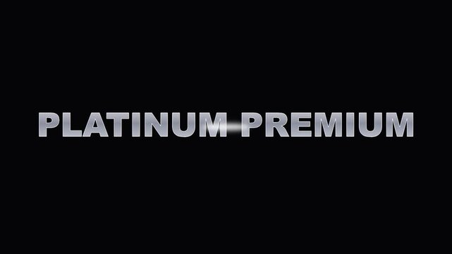 Platinum metallic text animation on 4k black background, for luxury branding, and corporate identity
