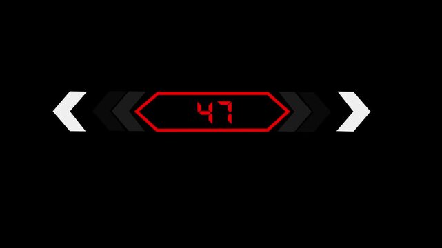 Text 47 icon with two beside arrow and dark background 4k motion video animation.