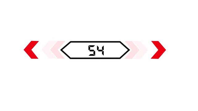 Text 55 icon with two beside arrow and dark background 4k motion video animation.