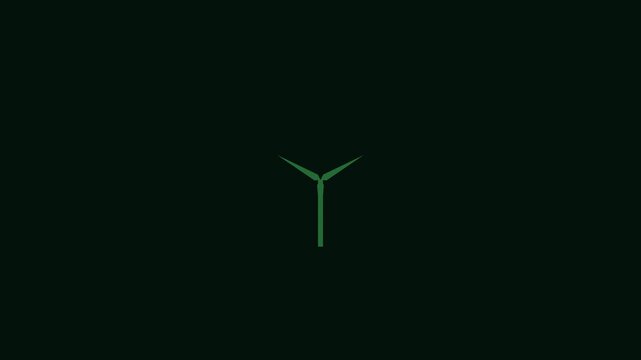 Renewable eco energy animation with spinning wind turbine for sustainable power and green technology concepts 4k