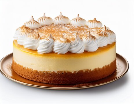 delicious tres leches cake with light whipped topping isolate on white background cutout png