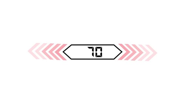 Text 70 icon with two beside arrow and dark background 4k motion video animation.