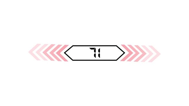 Text 71 icon with two beside arrow and dark background 4k motion video animation.