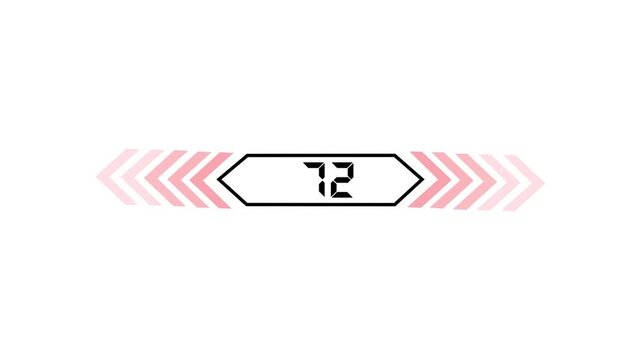 Text 72 icon with two beside arrow and dark background 4k motion video animation.