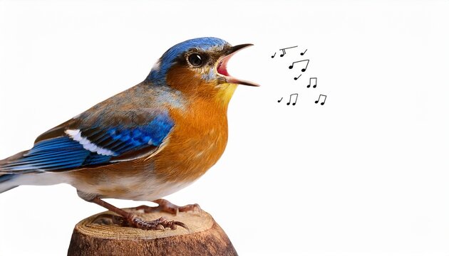 cheerful bird singing a melody isolate on white background cutout png