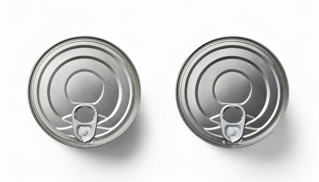 silver metal tin can with pull tab ribbed surface preserved food container packaging realistic storage pantry design isolated on a white background