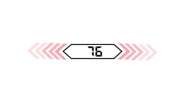 Text 76 icon with two beside arrow and dark background 4k motion video animation.