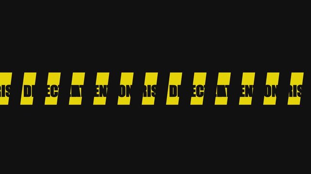 Risk detected warning tape animation: industrial hazard alert motion for safety and security concepts 4k