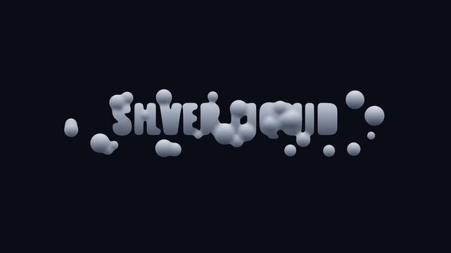 Silver liquid text animation with dynamic metallic droplets and bubbles on dark 4k background
