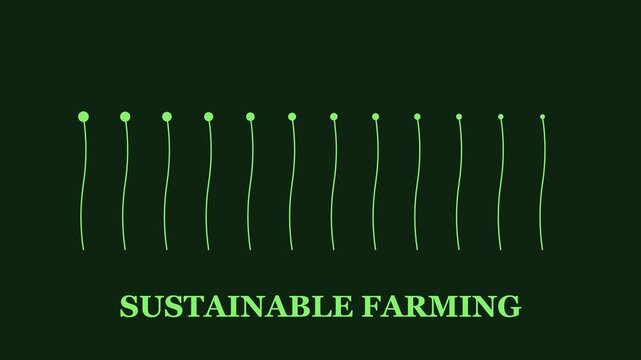 Sustainable farming minimalist motion animation: eco-friendly agriculture concept and green energy growth infographic 4k