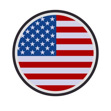 united states flag circle badge vector illustration american national symbol with stars and stripes round icon isolated on white background
