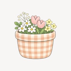 Obraz premium Charming floral illustration in pot.