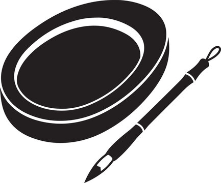 Ink stone and calligraphy brush icon, traditional chinese writing tools culture day japan