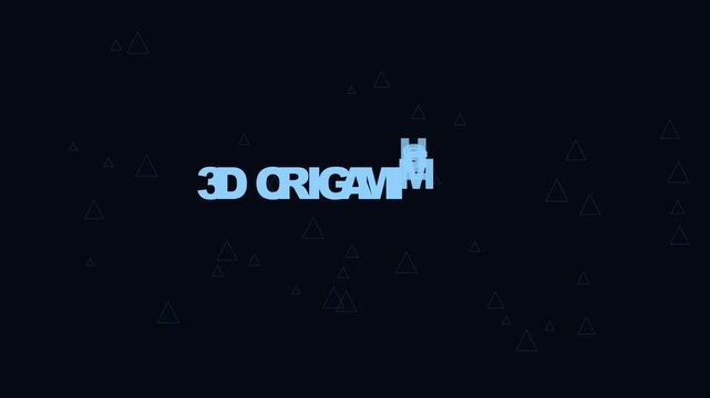 3 d origami mesh motion title reveal on dark animation 4k background