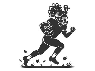 Obraz premium Turkey dressed as football player running with ball