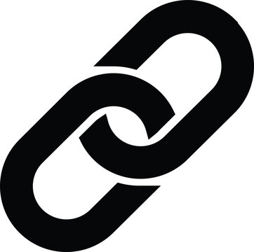 A minimalist black hyperlink chain icon isolated on a transparent background, perfect for web design, internet URLs, connectivity concepts, and digital networking assets.