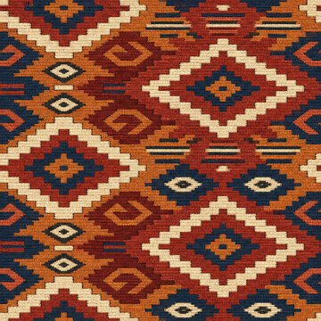 Anatolian kilim inspired geometric seamless textile pattern