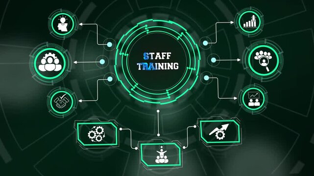 Corporate educational dashboard tracking personnel technical qualification growth and Staff training metrics