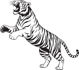 Obraz premium black and white tiger vector art on isolated white background