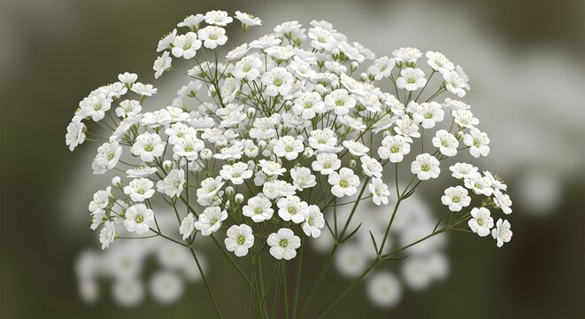 Delicate white Queen Anne's Lace flowers in soft natural light with bokeh background