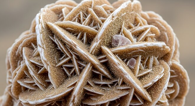 Desert rose crystal formation with intricate layered gypsum and sand