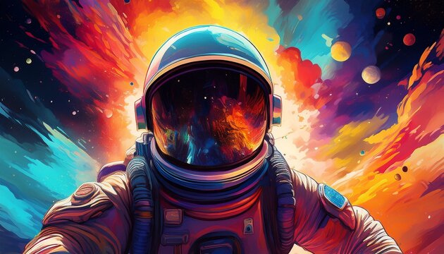 an astronaut explodes through a colorful nebula generative ai