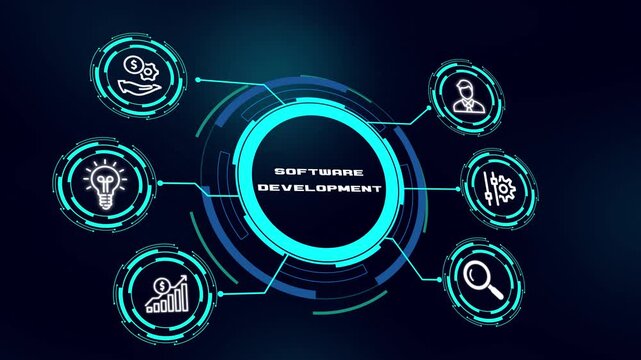 Software Development Concept. Application Engineering, Programming Solution, Digital Innovation and Business Technology Concept.