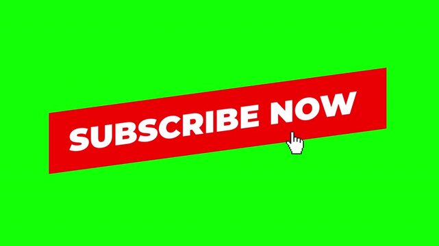 Subscribe Now Click Button Animation Green Screen Loop Overlay