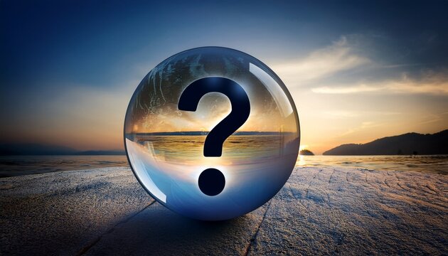a mysterious glass ball with a question mark on it