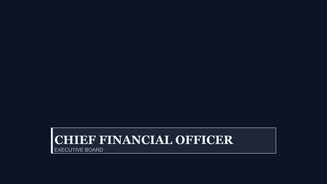 Chief financial officer executive board lower third for corporate business presentations and financial reporting animation 4k